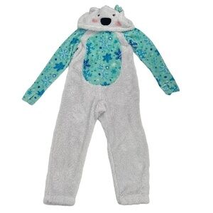 Justice White Polar Bear Onesie One Piece Pajama Halloween Costume Size 10 Girls